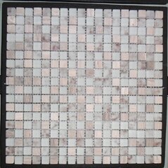 Stone & Glass Mosaic Tile 12" x 12" - Light Grey Stone w/ Frosted Glass