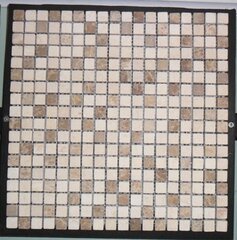 Stone Mosaic Tile 12" x 12"  -Bone & Brown 2-Tone Color-