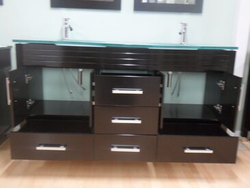 63" Double Sink Vanity Frosted Glass Top