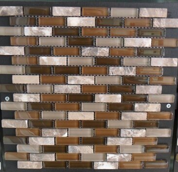 Glass & Stone Mosaic Tile - Bars Design - Multi Color Browns